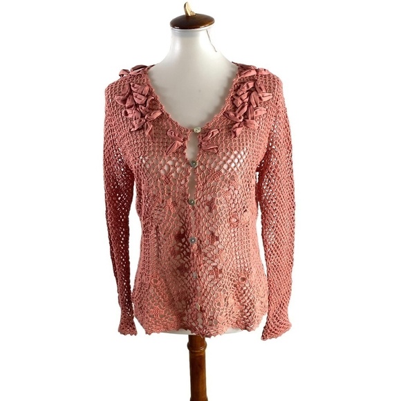 Modern Soul Floral Crotchet Cardigan SZ M - Picture 1 of 4